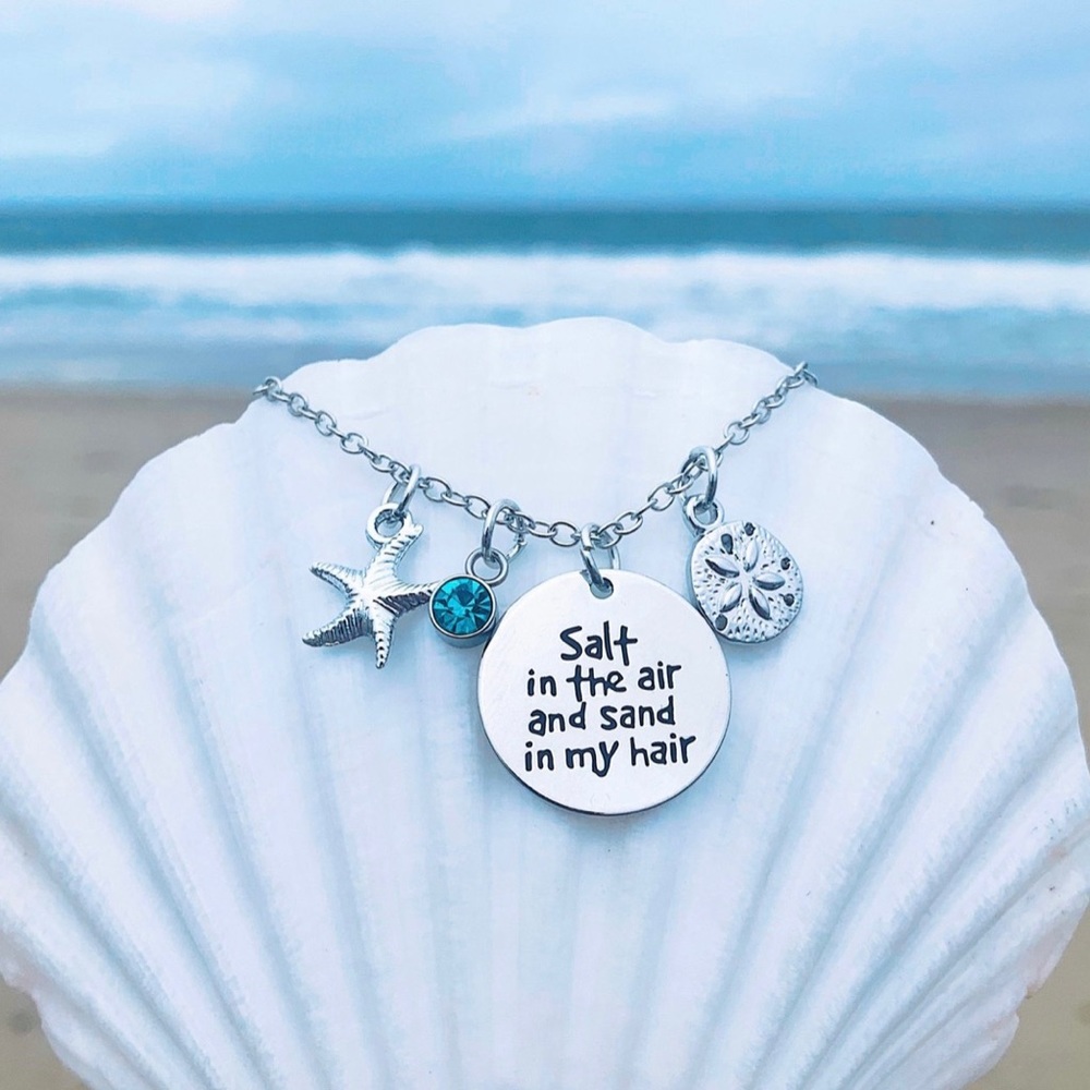 Salt in the Air & Sand in My Hair Silver Necklace